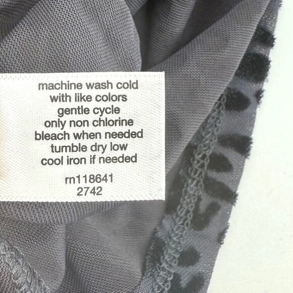 Lane Bryant Long-Sleeve Mock-Neck Sheer Mesh Skater Top Leopard Women Size 14/16 - Picture 10 of 11